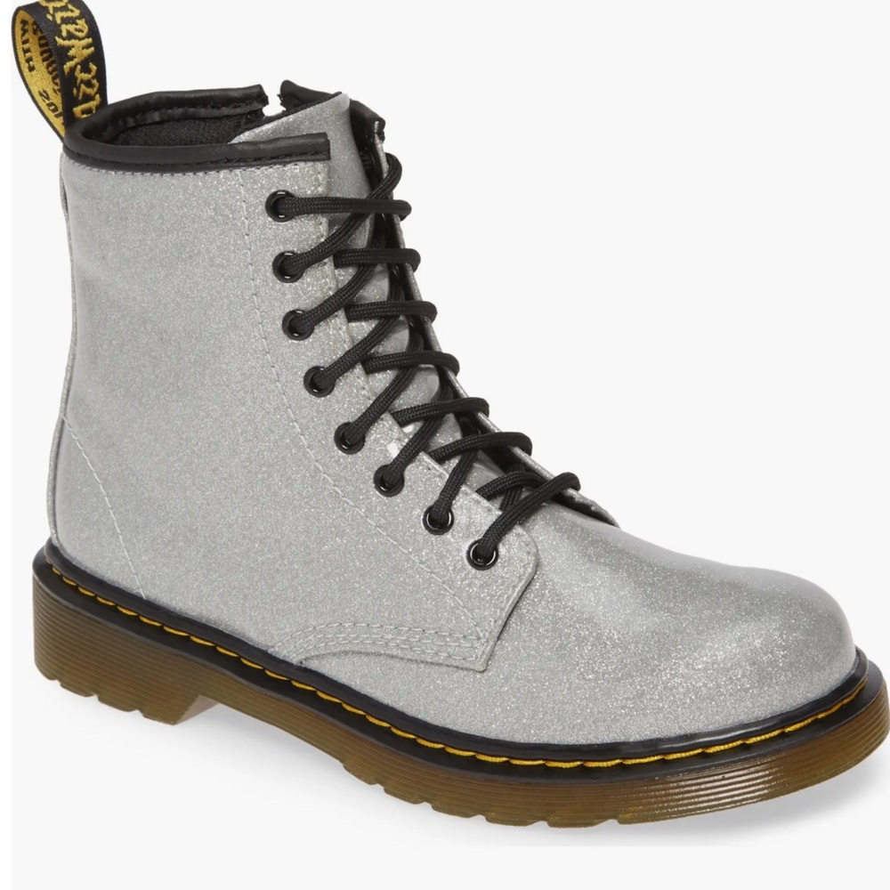 Toddler’s Dr. Martens 1460 Junior Silver Sparkle Boots 10